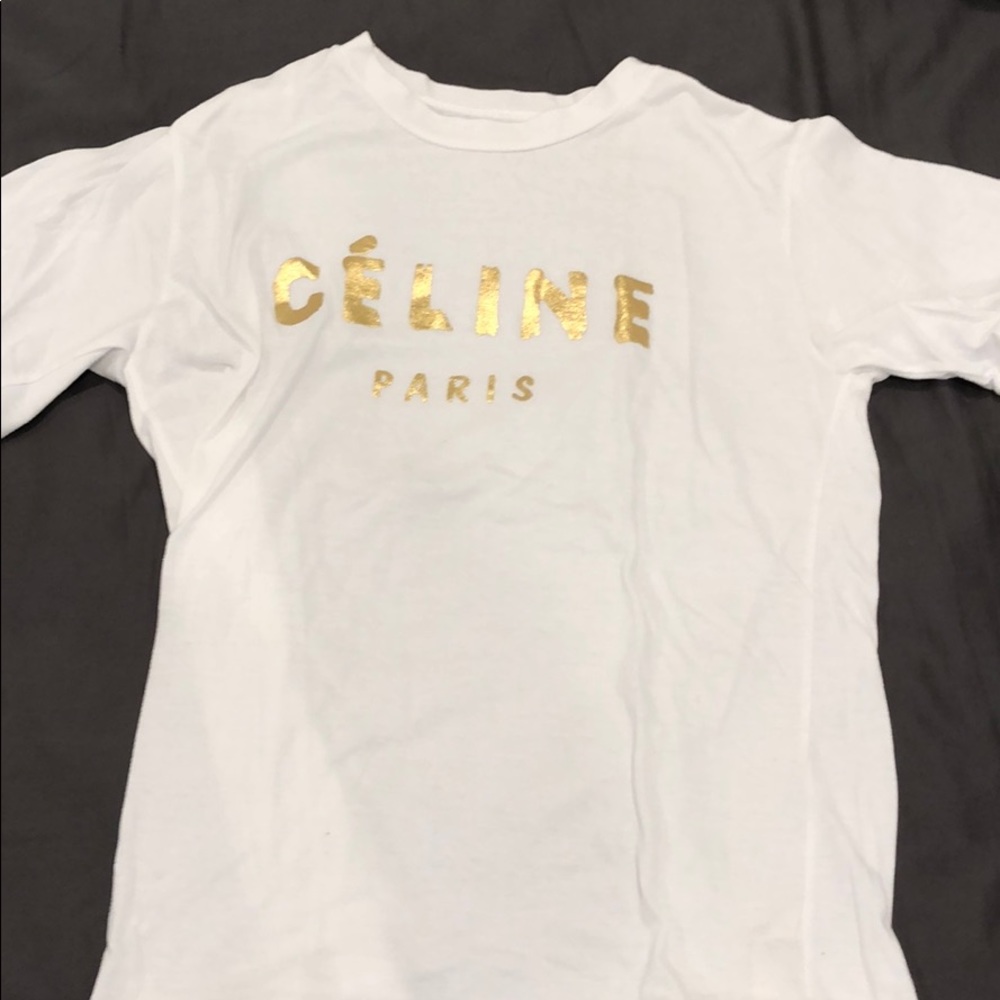 White Tee with Gold Foil